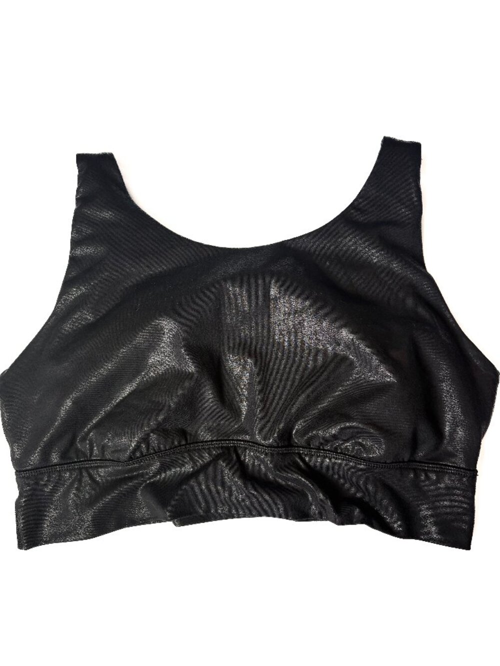 Aerie Offline Black Faux Leather Shine Sports Bra XL